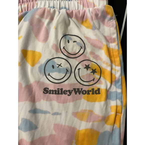 Smiley World Women's XL Graphic Print Pajama Pants Multicolor Tie Dye Soft - Picture 2 of 7